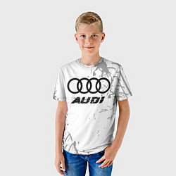Футболка детская Audi speed на светлом фоне со следами шин, цвет: 3D-принт — фото 2