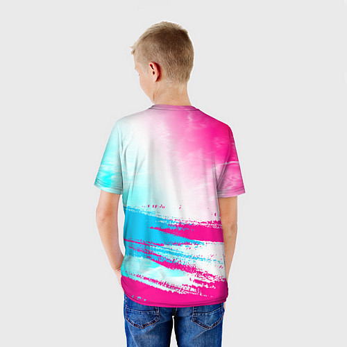 Детская футболка Chery neon gradient style: символ сверху / 3D-принт – фото 4