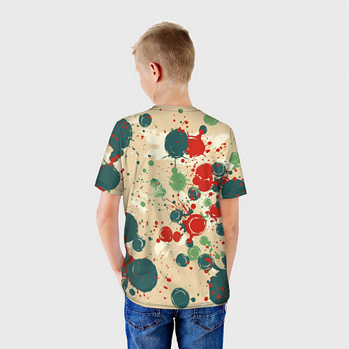 Детская футболка Яркие пятна на бежевом фоне / 3D-принт – фото 4