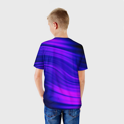 Детская футболка Волнистый абстрактный узор в синих и малиновых тон / 3D-принт – фото 4