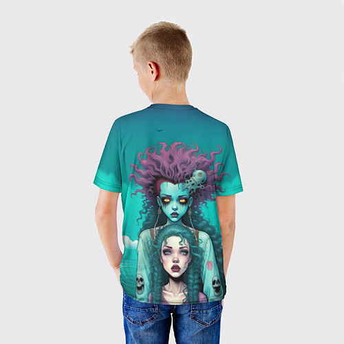 Детская футболка Призрак и девушка в лодке / 3D-принт – фото 4