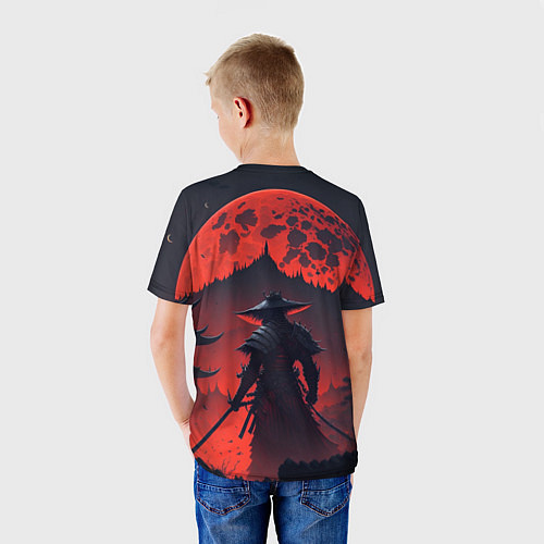 Детская футболка Samurai and red moon - нейросеть / 3D-принт – фото 4