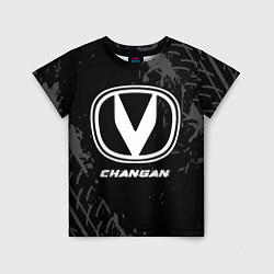 Детская футболка Changan speed на темном фоне со следами шин