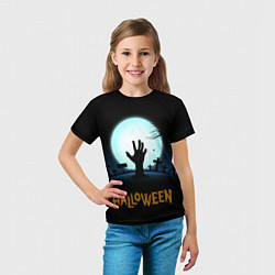 Футболка детская Кладбище на хэллоуин, цвет: 3D-принт — фото 2