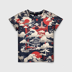 Детская футболка Японский замок в облаках