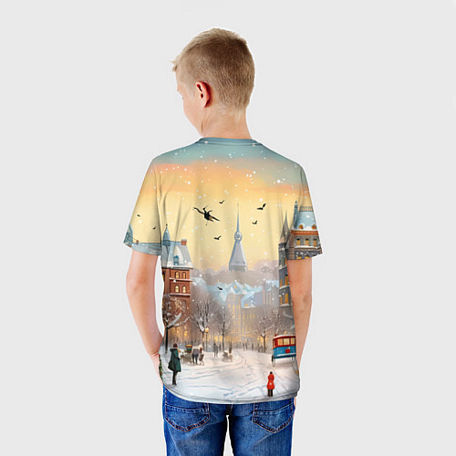 Детская футболка Новогодний городок / 3D-принт – фото 4