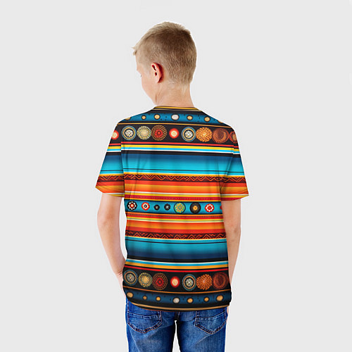 Детская футболка Этнический узор в горизонтальную полоску / 3D-принт – фото 4