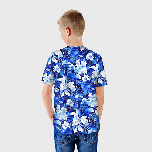 Детская футболка Голубой цветник / 3D-принт – фото 4