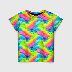 Детская футболка Разноцветные облака из бумаги паттерн