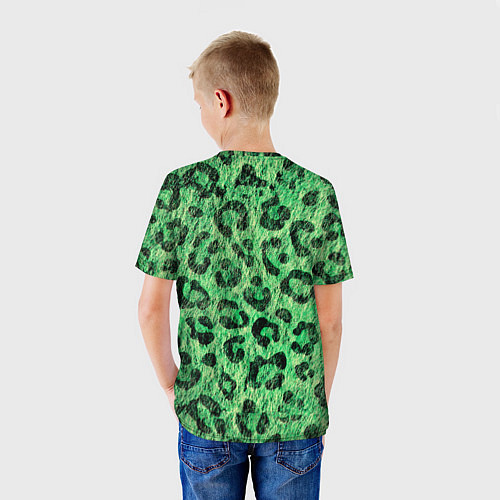 Детская футболка Зелёный леопард паттерн / 3D-принт – фото 4