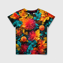 Детская футболка Яркие шикарные цветы узор