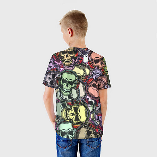 Детская футболка Череп в наушниках паттерн / 3D-принт – фото 4