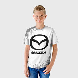 Футболка детская Mazda speed на светлом фоне со следами шин, цвет: 3D-принт — фото 2