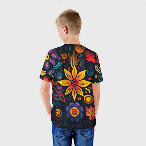 Детская футболка Растительный узор в латино-американском стиле / 3D-принт – фото 4
