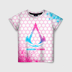 Детская футболка Assassins Creed neon gradient style