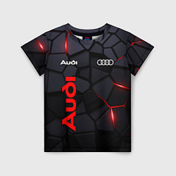 Детская футболка Audi черные плиты с эффектом свечения