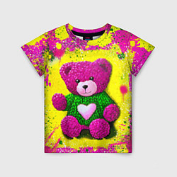 Детская футболка Розовый мишка в вязаном свитере