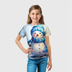 Футболка детская Большой снеговик, цвет: 3D-принт — фото 2