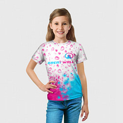 Футболка детская Great Wall neon gradient style посередине, цвет: 3D-принт — фото 2