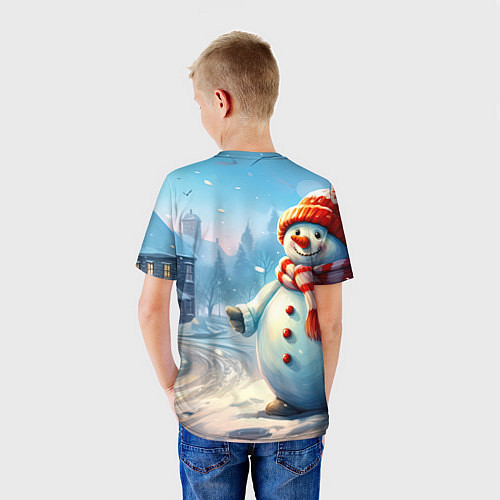 Детская футболка Снеговик новогодний / 3D-принт – фото 4