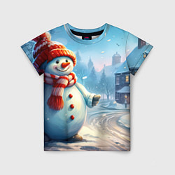 Детская футболка Снеговик новогодний