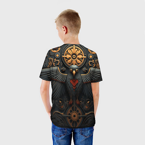 Детская футболка Ворон в славянском стиле / 3D-принт – фото 4