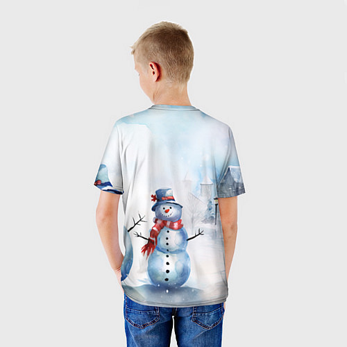 Детская футболка Новогодний день со снеговиком / 3D-принт – фото 4
