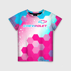 Детская футболка Chevrolet neon gradient style посередине