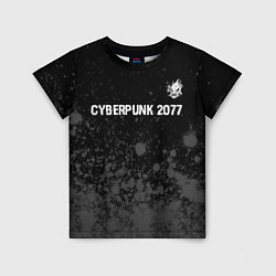 Детская футболка Cyberpunk 2077 glitch на темном фоне посередине