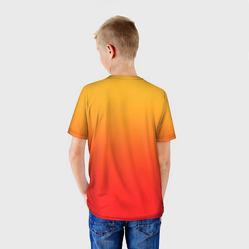 Детская футболка Девушка-демон от нейросети - желто-красный градиен / 3D-принт – фото 4