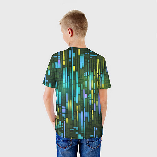 Детская футболка Неоновые полосы синие / 3D-принт – фото 4