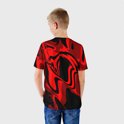 Детская футболка Черно-красное предупреждение / 3D-принт – фото 4