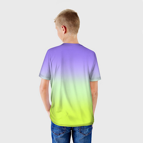 Детская футболка Фиолетовый мятный и желто-зеленый градиент / 3D-принт – фото 4