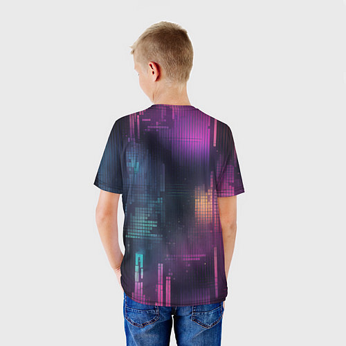 Детская футболка Цветные пиксели retro / 3D-принт – фото 4