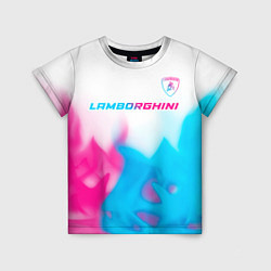 Детская футболка Lamborghini neon gradient style посередине