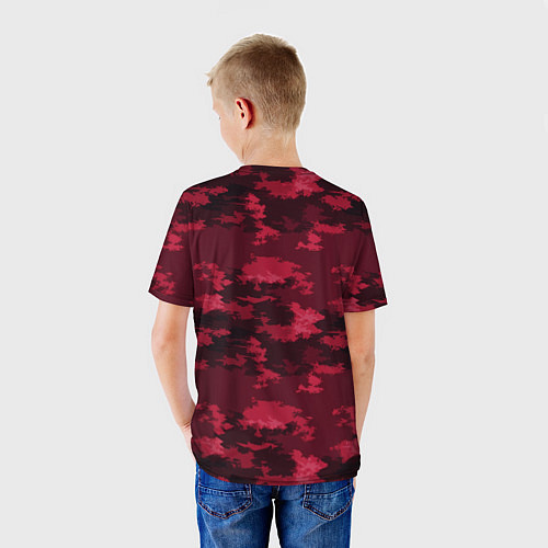 Детская футболка Красно-бордовый паттерн / 3D-принт – фото 4