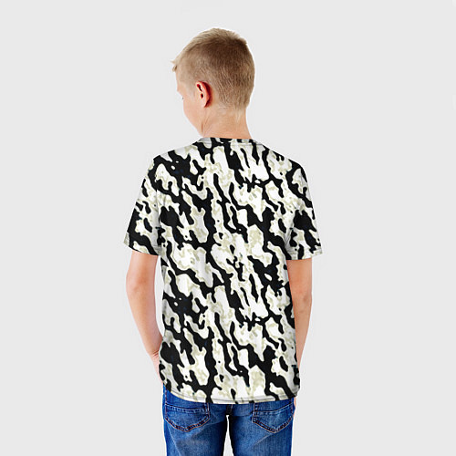 Детская футболка Размытый пятнистый чёрно-белый / 3D-принт – фото 4