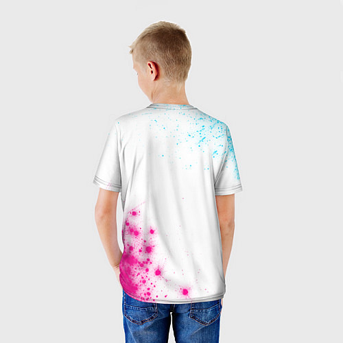 Детская футболка Ghost of Tsushima neon gradient style вертикально / 3D-принт – фото 4