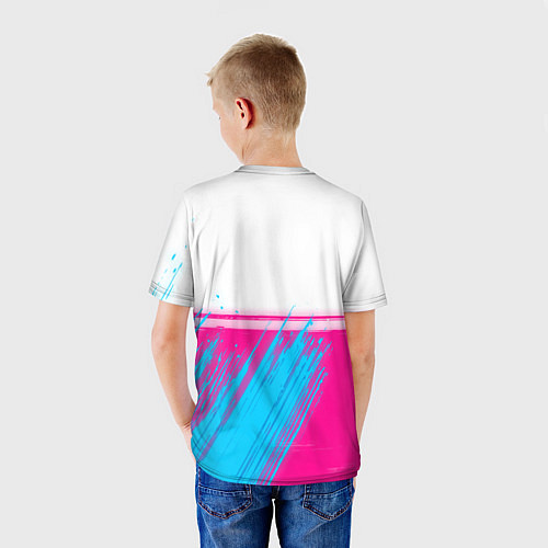 Детская футболка Chrysler neon gradient style посередине / 3D-принт – фото 4