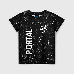 Детская футболка Portal glitch на темном фоне вертикально