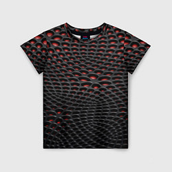 Детская футболка Узор на чёрно красном карбоновом фоне