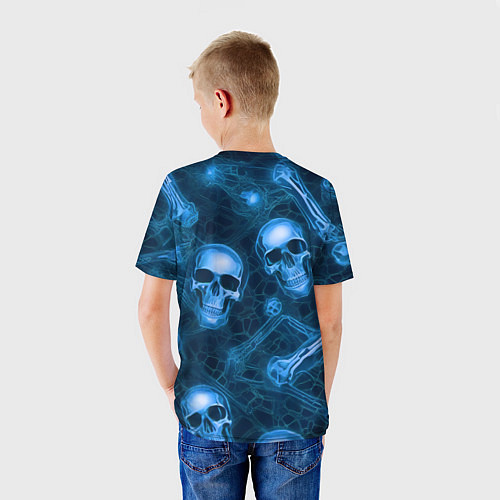 Детская футболка Синие черепа и кости / 3D-принт – фото 4