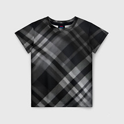Детская футболка Черно-белая диагональная клетка в шотландском стил