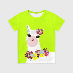 Детская футболка Лама - альпака в венке