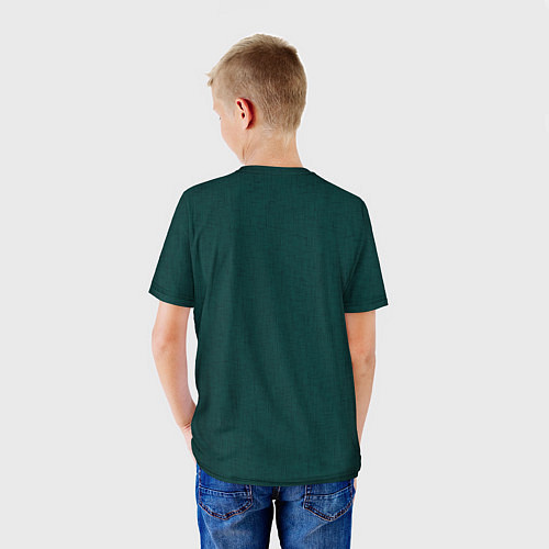 Детская футболка Тёмно-зелёный однотонный текстура / 3D-принт – фото 4