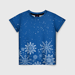 Детская футболка Текстура снежинок на синем фоне
