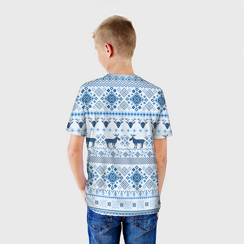 Детская футболка Blue sweater with reindeer / 3D-принт – фото 4