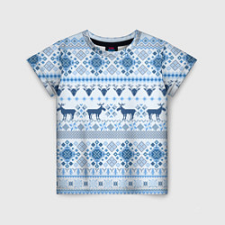 Детская футболка Blue sweater with reindeer