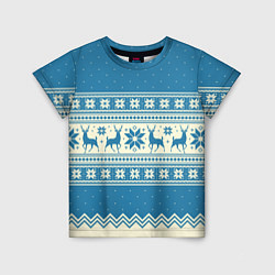 Детская футболка Sweater with deer on a blue background