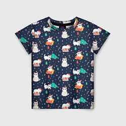 Детская футболка Pattern with new years cats